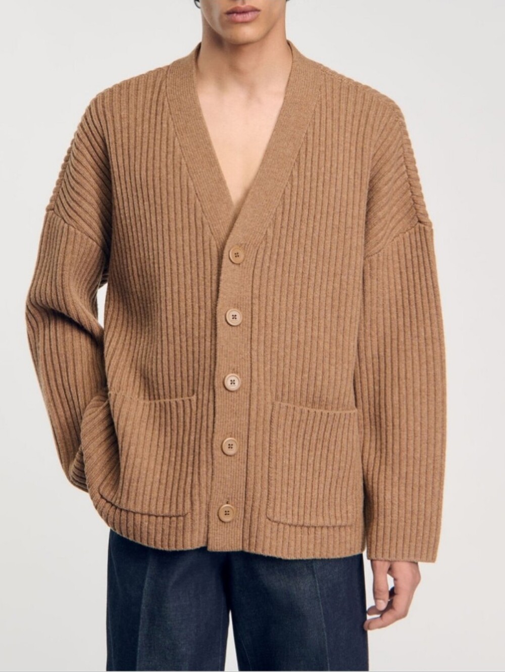 Sandro Oversized Cardigan Chunky Rib Knit Size S